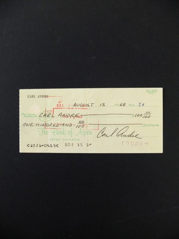 Andre-1 Carl Andre, Untitled (Signed Cheque)